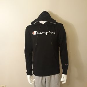 Champion hoodie men M black pullover drawstrings